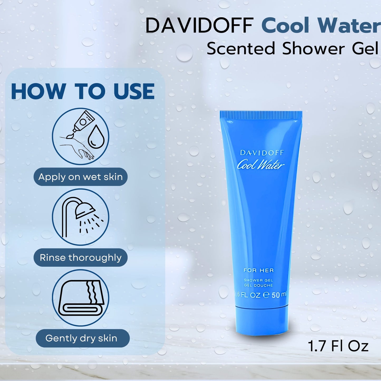 Davidoff Cool Water Perfume Gift Set for Women – 3 Piece Fragrance & Body Care Set