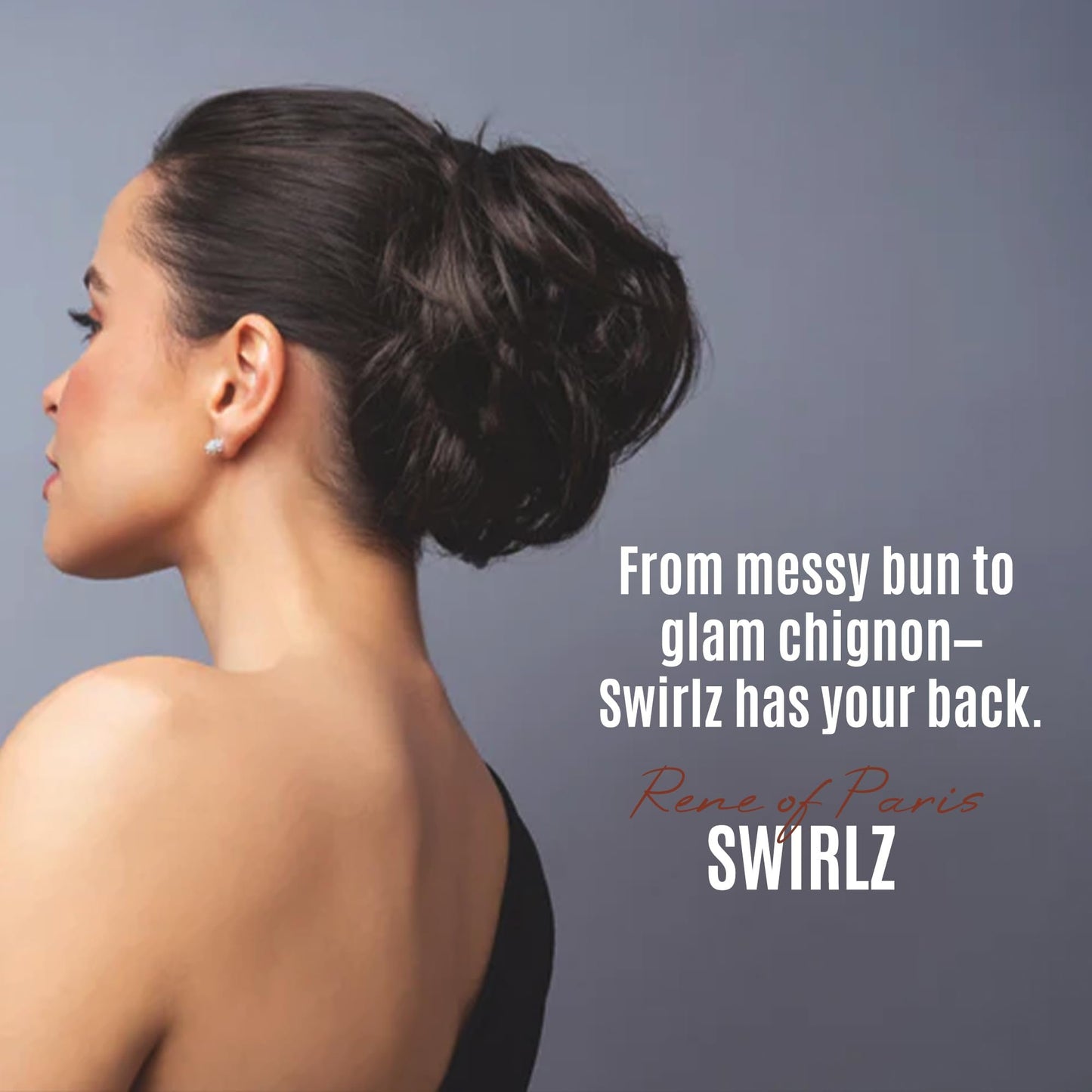 Rene of Paris Swirlz Messy Bun Hair Piece – Frosted Synthetic Clip-In Bun