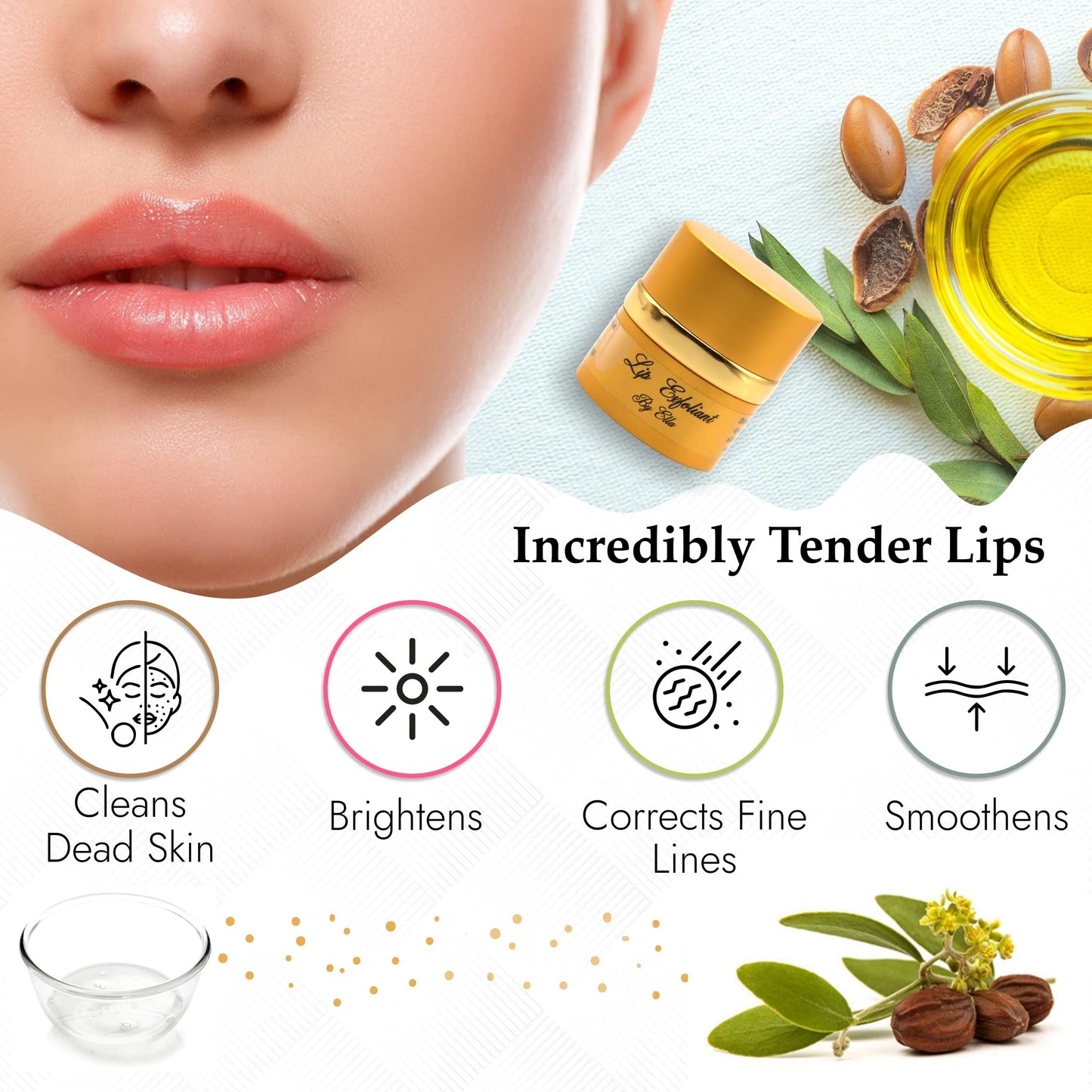 Lip Chic by Ella Lip Exfoliator – Gentle Lip Scrub for Smooth Soft Lips (0.5 oz / 15 ml