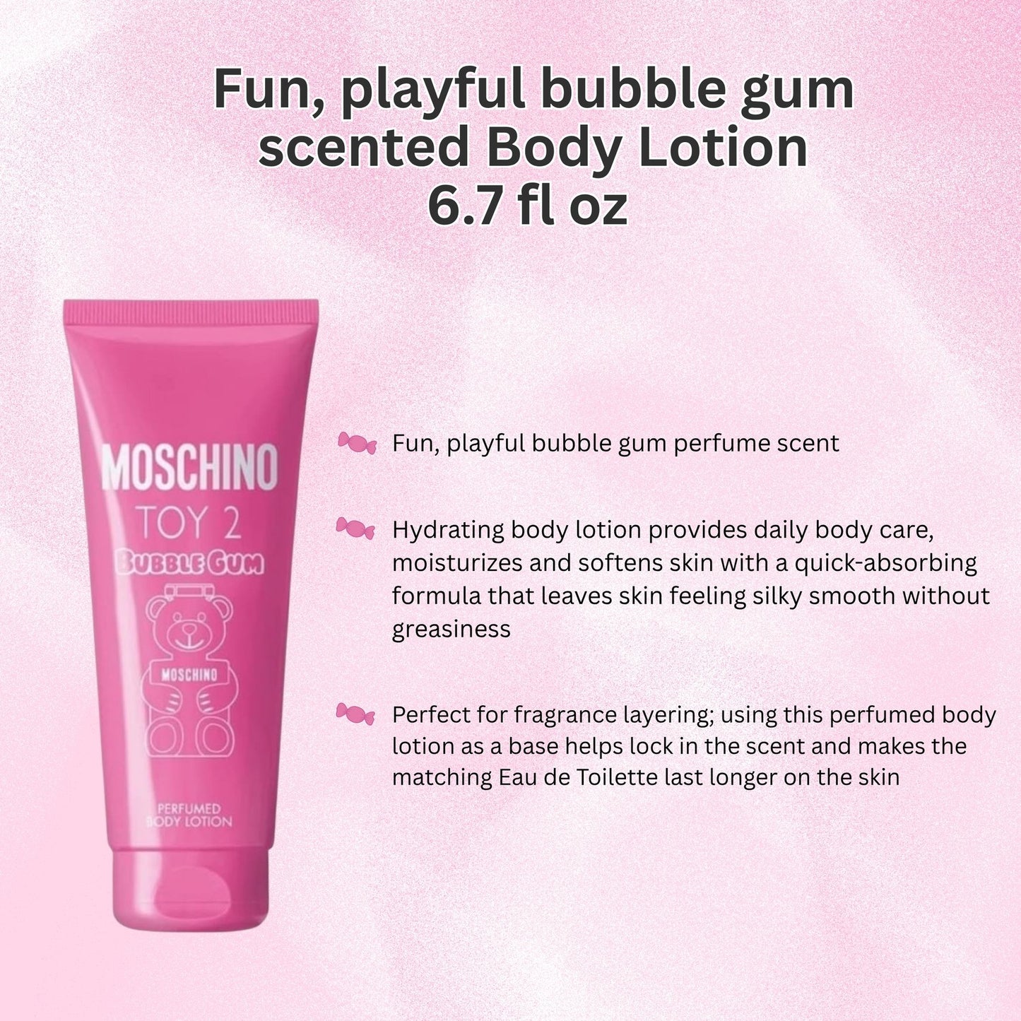 Moschino Toy 2 Bubble Gum Perfumed Body Lotion – Hydrating Scented Lotion (6.7 oz)