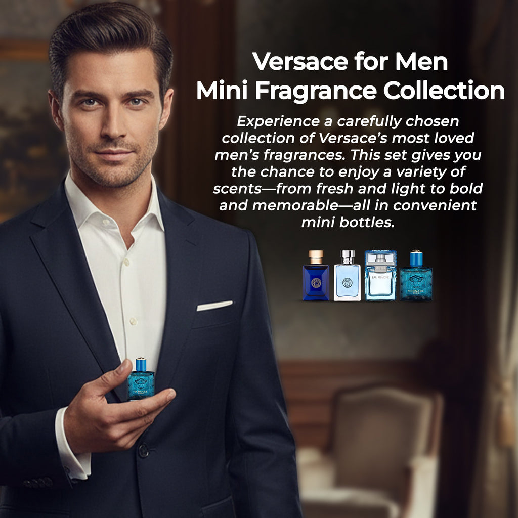 Versace Cologne for Men Variety 4 Piece Mini EDT Travel Splash 0.17 Ounce