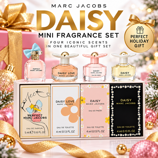 Marc Jacobs Mini Perfume Gift Set for Women (4 Piece) – Designer Fragrance Sampler, Travel Size Collection (0.55 oz Total)